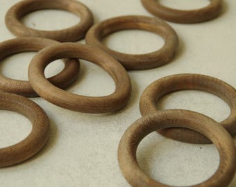 Madera de nogal antigua cortina tapices anillos set de 8