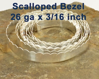 26ga x 3/16" Scalloped Bezel Wire - Fine Silver - Choose Your Length