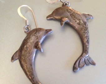 Sterling Silver Earrings Dancing Dolphin
