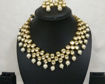 Indian necklace set | Wedding Jewelry | White Indian Jewelry |Earring | Desi Jewelry | Indian Bridal Jewelry | Kundan Jewelry