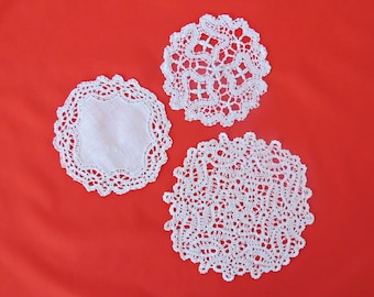 Vintage White Round Doilies (3 Designs) - Vintage Home Decor