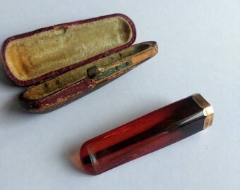 Antique cigar tip holder with case