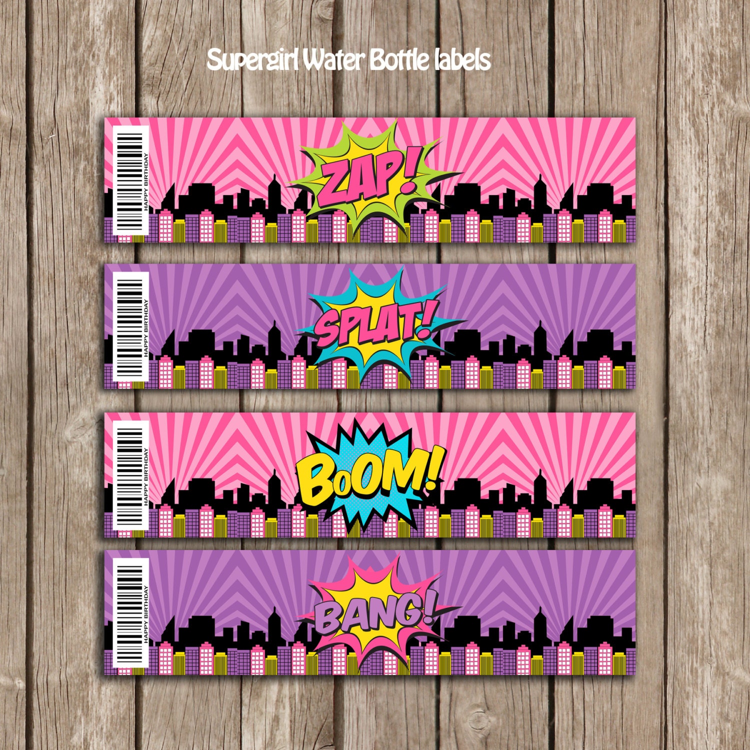 supergirl water bottle label superhero girl bottle labels