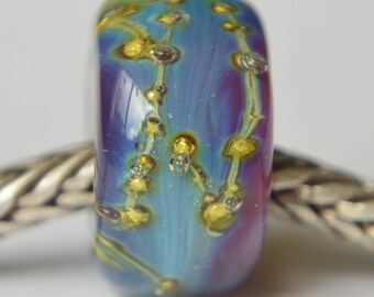 Unique Handmade Lampwork Glass European Charm Bead with Pure Silver - SRA - Fits all charm bracelets - Silver Core Options