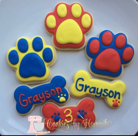 Paw Print and Dog Bone Cookies One Dozen