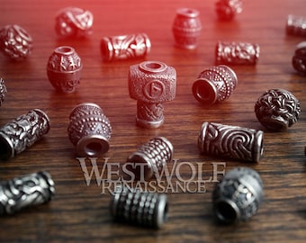 Silver Viking Jewelry / Beard Beads --- Norse/Scandinavian/Designs/Raven/Thor/Hammer/Rune/Shield/Knot/Bead/Necklace/Pendant