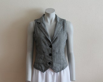 Women's Vest Grey Vest Gray Wool Womens Vest Waistcoat Steampunk Formal Fitted Vest Gray Romantic Classic Edwardian Style Medium Size