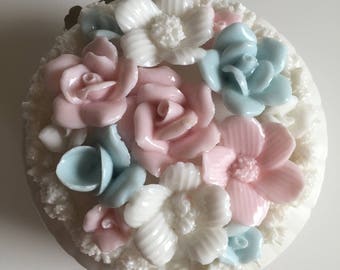 vintage white floral trinket box