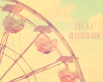 Carnival Nursery Decor, Ferris Wheel Photography, shabby chic, nursery wall art, vintage circus, soft pastels, text, typography, quote, fPOE