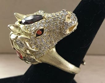 Pave Rhinestone Horse Head Statement Ring
