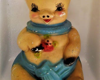 1940's Adorable Chalkware Piggy Bank Carnival Prize