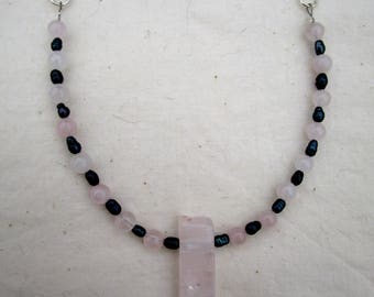 Rose Quartz And Freshwater Pearl Necklace