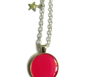 COLLIER sautoir ENFANT ROSE, ados, rose framboise, collier petite fille, bijoux petite fille, cadeau enfant, cadeau petite fille