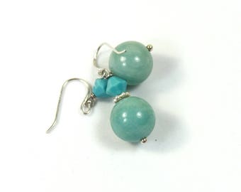 Jade earrings, Hanging earrings, Gemstone earrings