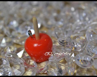 Pendant fimo translucent red Candy Apple shape