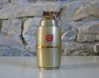 Gold glittery cigarette dispenser with lighter in lid, Lady Mate smoking gift for ladies