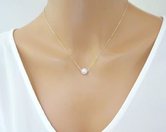 Moonstone necklace, Natural Moonstone jewelry, Floating rainbow moonstone, Gift for her, Bridesmaid necklace