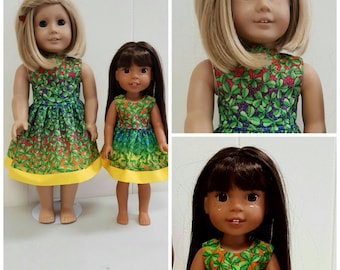 St. Patrick's Day Dress American Made 18 Inch and 14 Inch Doll Clothes