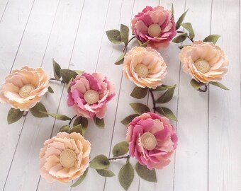 Felt Flower garland for first birthday or girl nursery