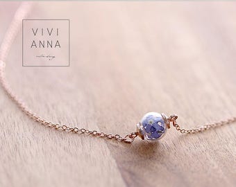 Forget Me Not Necklace , Remembrance Gift, Valentines Gift, Real Flower Necklace , Gifts For Her, Something Blue ,Bridal Jewelry,K462