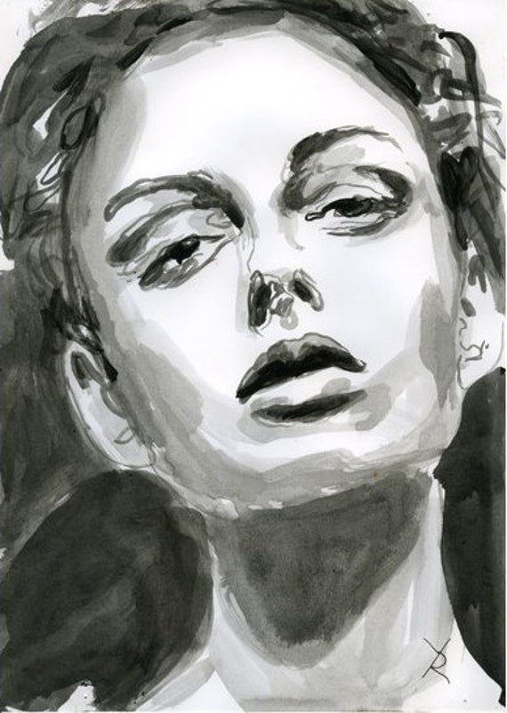 Items similar to watercolor print painting mixed media acrylic painting poster art face portrait fashion model on etsy Items similar to watercolor print painting mixed media acrylic painting poster art face portrait fashion model on etsy