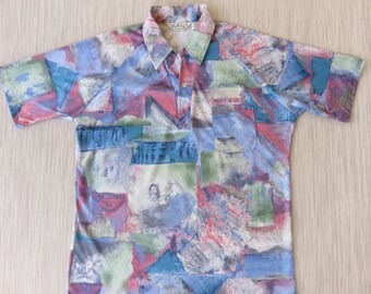 70s Shirt LILLY DACHE Vintage California Shirt Hip Funk-adelic Street Art Modern Disco Hipster Mens Pullover - L - Oahu Lew's Shirt Shack