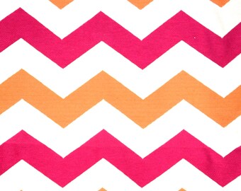 Pink Orange Chevron Zig Zag Upholstery Fabric