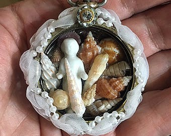 Sally Sells Her Sea Shells Assemblage/Ormament/Pendant