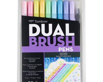 Choice of Tombow Dual Brush Pen Set of 10 - Pastel, Galaxy, Primary, Secondary, Bright, Muted, or Grey