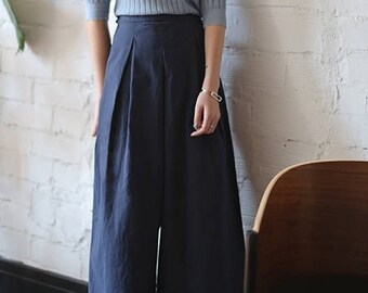 Imcho culottes- cotton twill oversize wide-legged culottes