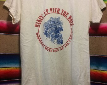 Wakin Up With The Wofe 105.7 Radio 1980s Vintage Tee
