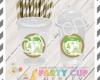 Frog Princess Birthday Favor Cups with Dome Lids or Party Cups, Lids & Straws