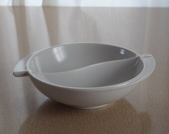 Vintage White Boonton Ware Melmac Divided Serving Bowl 1950s 1960s