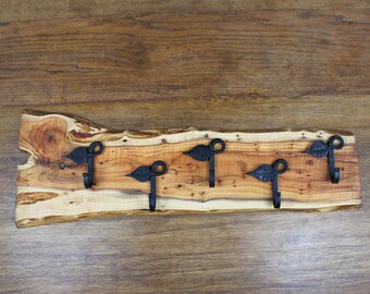 Rustic Coat Rack, Wooden coat hook, Yew