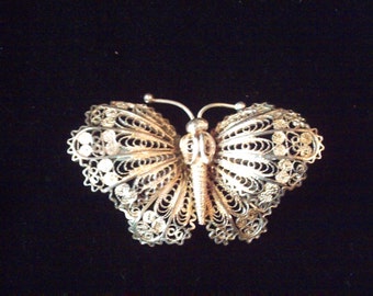 Vintage silver filigee butterfly brooch, silver brooch, vintage jewellery, silver jewellery, lapel pin