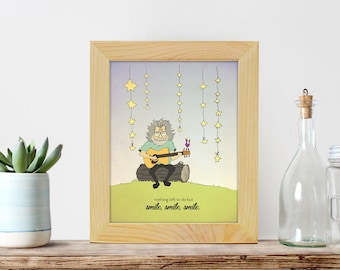 Jerry Garcia Nursery Print - Cool Kids Room Art - Grateful Dead Quote Art - Smile, smile, smile