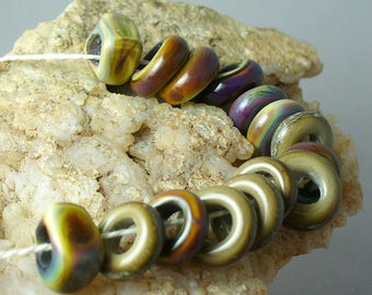 Lampwork beads/SRA lampwork/beads/organic/earthy/big hole beads/fall/autumn/