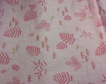 Kona Bay Fabric, design EMPR-24 dusty rose background with rose colored and green leafs