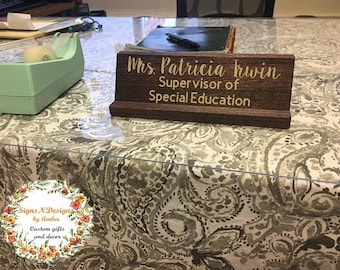 Desk name plate, Wooden desk name plate, customized name plate, teacher's desk name plate, gift for school counselor, school office decor