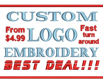 Custom Logo Embroidery digitizing for any machine file format, order now purchase later, Fast turnaround!