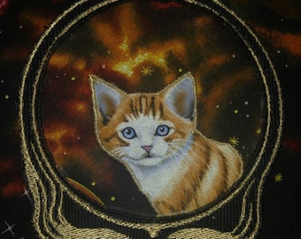 Grateful Dead stealie patch - space cat patch - syf- steal your kitties collection - jacket applique - deadhead patch - music festival