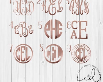 Rose Gold Monogram Decal - Monograms - Monogram Decals - Monogram Laptop Decal - Car Decal - Cup Decal - Monogram Tumbler Decal - Monogram