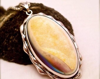Quartz Pendant Drusy Quartz Druzy Necklace Sterling Silver