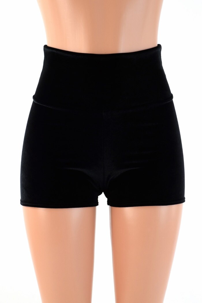 Black Velvet High Waist Shorts Festival Rave Hoop Dance