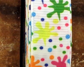 2 Yards of 7/8" Bold Paint Splatter Print Grosgrain Ribbon