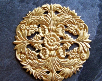 Brass Stamping-Large Ornate Floral Brass Stamping-1