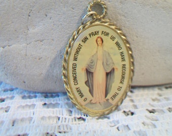 Virgin Mary Immaculate Conception Medal Pendant Medallion Religious Jewelry Catholic Gifts
