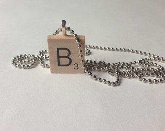 Scrabble Tile Alphabet Letter Necklace B