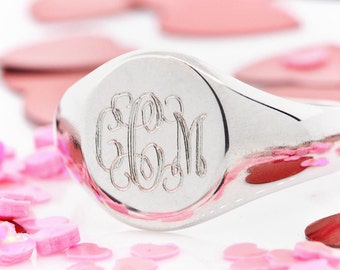 Personalized Jewelry, Monogram Ring, Silver Signet Ring, Engraved Ring, Personalized Ring, Engraved Jewelry, Initial Ring, Engravable Ring