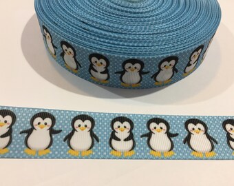 3 Yards von Band 1 Zoll breit - Licht blau Pinguin